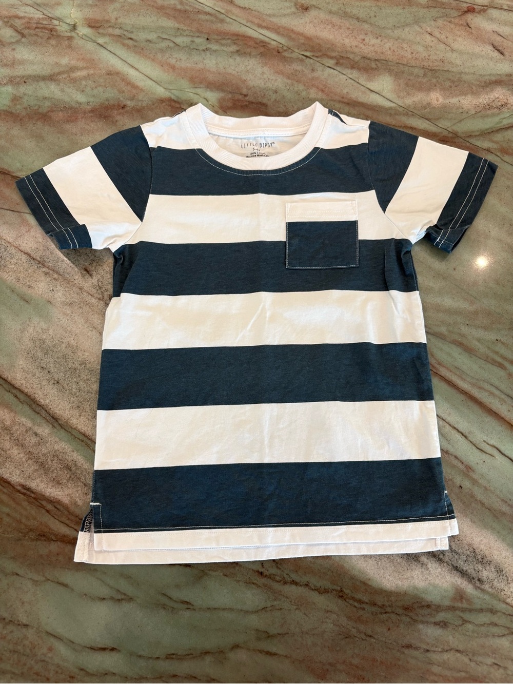 Little Bipsy Navy & White Striped Pocket Tee
